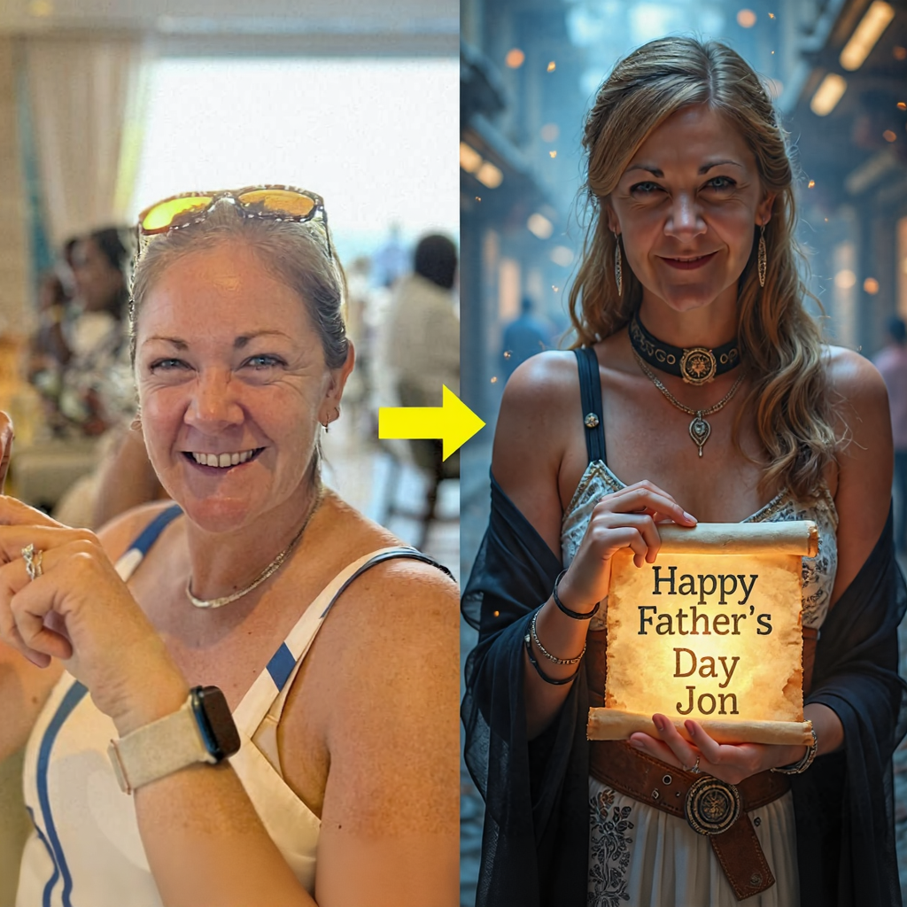 AI transformation example - woman to fantasy character